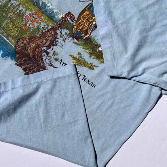 Vintage Cowboy Horse Amarillo Texas Grunge Obscure Country T Shirt Blue Hanes XL - Picture 4 of 12